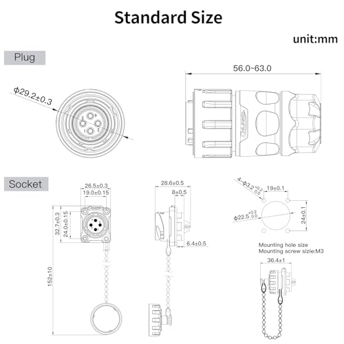 CNLINKO YM-20 Reverse Mount Connector IP68 Waterproof Female Plug Male Socket for Industrial Use(4-Pin) - size: 4-Pin, style: Female Plug/Male Socket
