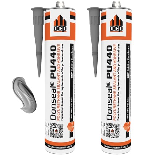 DCP Donseal PU440 Polyurethane Concrete Sealant 2 Pack– Non-Sag Concrete Caulk for Joints, Walls, Sidewalk, and Foundation, 10.1 fl. oz. Cartridge – Grey