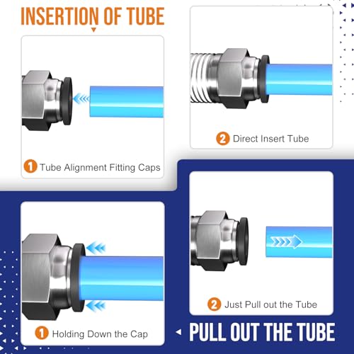 1/2 Push to Connect Fittings npt Thread to 1/4 Air Line quick - size: 1/4"OD x 1/2"NPT