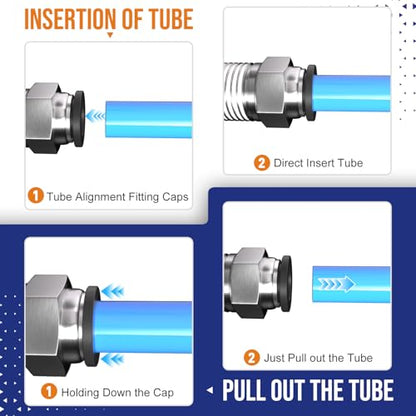 1/4 Push to Connect Fittings npt Thread to 5/32 Air Line quick - size: 5/32"OD x 1/4"NPT