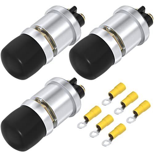 DaierTek Push Start Button Switch 12V 50A Heavy Duty Momentary Push Button Switch Waterproof Weatherproof Engine Starter Marine Horn Button 12 Volt for Auto Motor -3pcs - size: 3Pcs