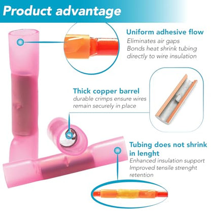 10 Pack 8 AWG Heat Shrink Butt Connectors - Waterproof Electrical Wire Terminals, Marine & Automotive Crimp Connectors, Insulated Splice Kit with Adhesive Lining