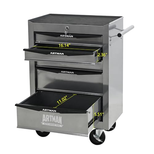 5-Drawer Rolling Tool Chest, Lockable for Garage, Silver - color: Silver, size: 5-Drawers