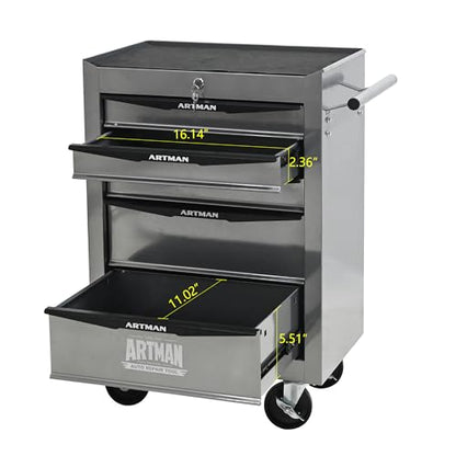 5-Drawer Rolling Tool Chest, Lockable for Garage, Silver - color: Silver, size: 5-Drawers
