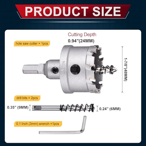 Tungsten Carbide Tipped Hole Saw 1-7/8 Inch 48mm Hole Cutter - size: 1-7/8 Inch (48mm)