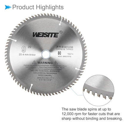Circular Saw Blade, 9" Outer Dia 80 Teeth 3/4" Arbor, Wood Tungsten Carbide Tipped () Slitting Saw - (Applications: for Wood Cutting) - size: 230mm x 80T