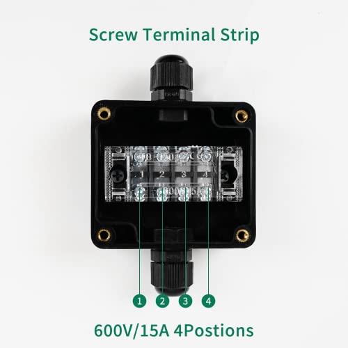 ABS IP67 Waterproof Dustproof Electrical Junction Box, with 15A 600V Barrier Terminal Cable Connector, 1IN/1Out Power Junction Box（2.48 * 2.28 * 1.37in） - size: 1T1 2.48" x 2.28" x 1.37"