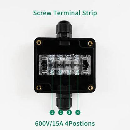 ABS IP67 Waterproof Dustproof Electrical Junction Box, with 15A 600V Barrier Terminal Cable Connector, 1IN/1Out Power Junction Box（2.48 * 2.28 * 1.37in） - size: 1T1 2.48" x 2.28" x 1.37"