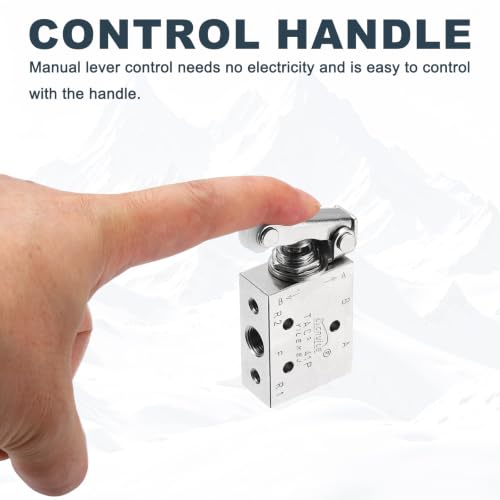 uxcell Hand Lever Valve 2 Position 5 Way Pneumatic Valve, BSPT 1/8"
