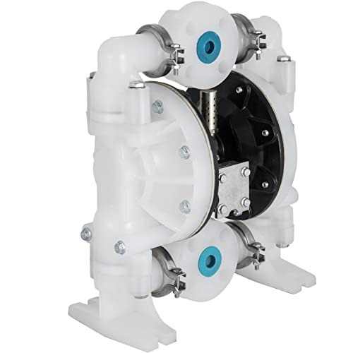 VEVOR Air-Operated Double Diaphragm Pump 1 inch Inlet/Outlet 30GPM Polypropylene Max 120PSI for Chemical and Industrial Use - size: 30 GPM