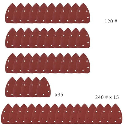 Coceca 50pcs Mouse Detail Sander Sandpaper Sanding Sheets 35pcs 120Grits & 15pcs 240Grits for Sanding Polishing - style: 50pcs: 35pcs 120grit+15pcs 240grit