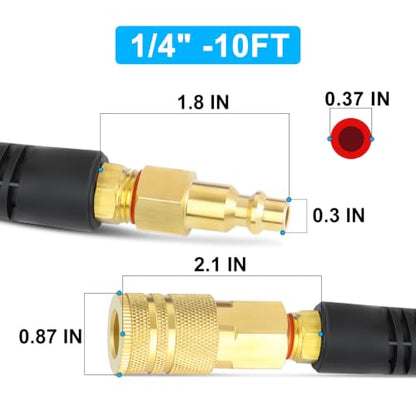 2PCS Polyurethane Recoil Air Hose, 1/4" ID by 10FT, Red - color: Red, size: 1/4" ID x 10FT