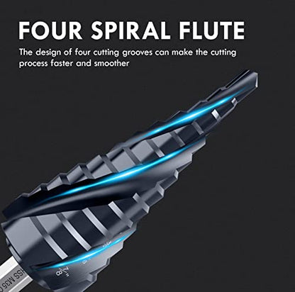 3/16"-7/8" Four Sprial Flute M35 Cobalt Step Drill Bit - size: 3/16"-7/8"(4 Flute)