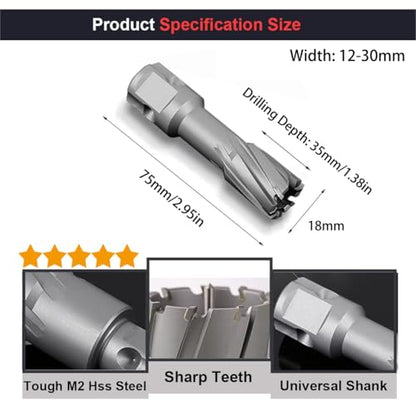 SagaSave 18-MM Diameter x 35-MM Depth of Cut Cyclone High Speed Steel Annular Cutter for Metal, Stainless Steel - size: 18mmX35MM