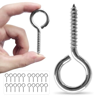 M5 20 Pcs 304 Stainless Steel Screws Eye,2.56 Inch Screw Self Tapping Eye,Load Bearing 200LB, Duty Eye Bolt for Wood Securing Cables Wire,Indoor & Outdoor Use (20, M5 2.56 Inch) - size: M5 2.56 Inch