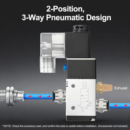 BAOMAIN 3V210-08 12VDC 3/2 Pneumatic Solenoid Valve with Fittings - size: Single Valve Kit