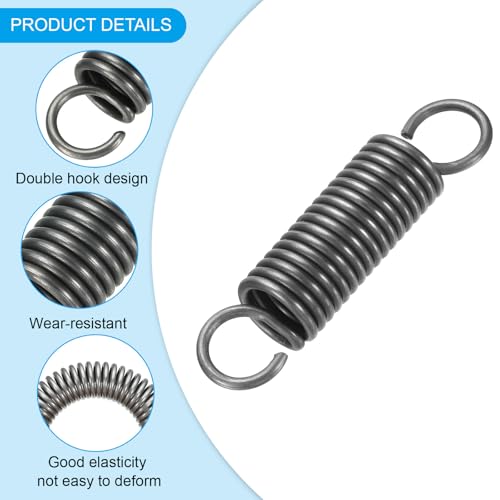 PATIKIL Extension Spring, 2pcs Wire Diameter 0.1", OD 0.7", Free Length 3.2" Spring Steel Dual Hook Tension Springs for Lawn Tractor Home Repairs DIY, Grey - size: 2.5*18*80mm