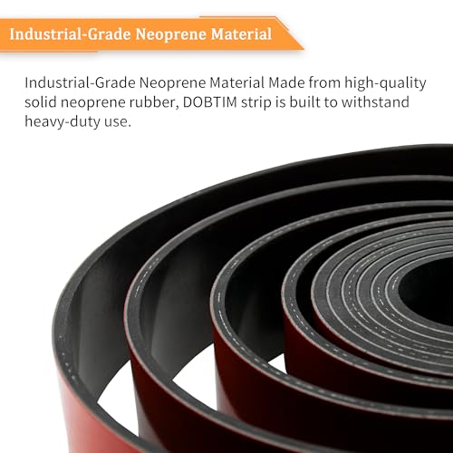 DOBTIM Adhesive Reinforced Solid Rubber Sheets, Rolls & Strips Cloth Inserted 1/4 (.250)" Thick X 1" Wide X 10' Long, Neoprene Rubber Strips Tensile-Resistant Tougher Projects - size: 1" X 10', style: .250" thick(Adhesive）
