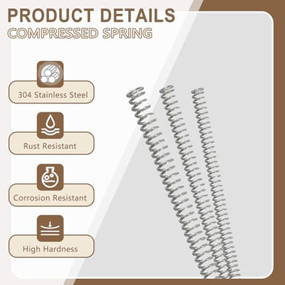 Compression Spring 0.8x16x305mm, 304 SS Long Extension Spring 2 Pack - size: 0.8mm x 16mm x 305mm