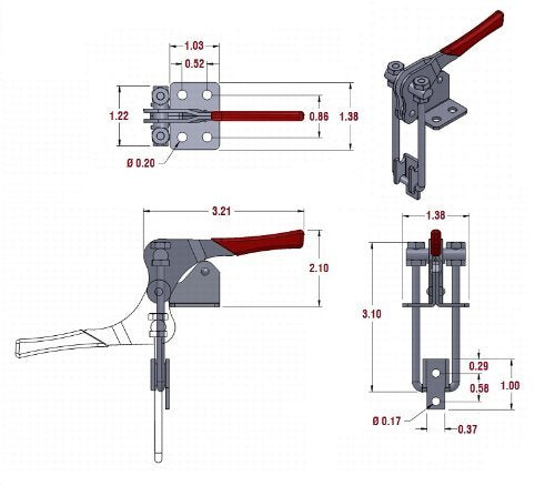 LavaLock® BBQ toggle clamp STAINLESS STEEL LL-40324 side mount PULL smoker latch LT-40324