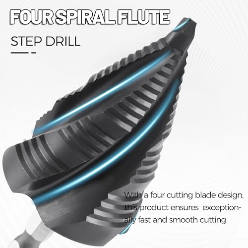 M35 4 Spiral Flutes Large Step Drill Bit for Metal 1-3/8" Unibit - size: M35 1-3/8