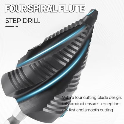 M35 4 Spiral Flutes Large Step Drill Bit for Metal 1-3/8" Unibit - size: M35 1-3/8