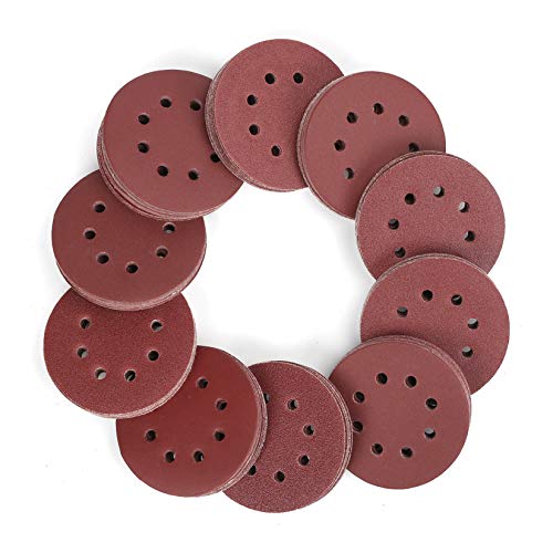 WORKPRO 150 Pack 5 Inch Sanding Discs Sandpaper, 8-Hole Hook and Loop