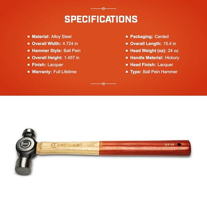 Crescent 24 oz Ball Pein Hammer with Wood Handle | CHWBP24