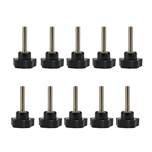 10PCS (m8x40-10pc Thread Clamping Black Plastic Hand Knob Star Shape Screw on Knob for Machine Tools)