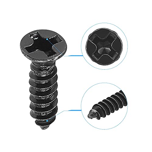 uxcell M3 x 12mm Wood Screws Phillips Flat Head Carbon Steel Self Tapping Screws Black 200pcs - size: M3 x 12mm