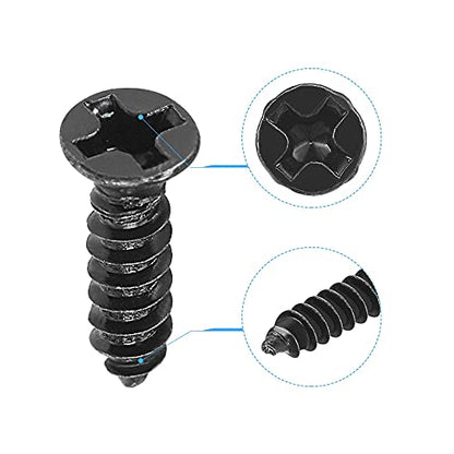 uxcell M3 x 12mm Wood Screws Phillips Flat Head Carbon Steel Self Tapping Screws Black 200pcs - size: M3 x 12mm