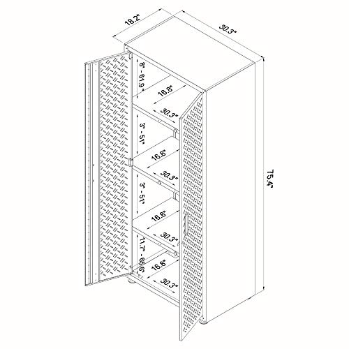 Manhattan Comfort Fortress Standing Cabinet Storage, Black/Gray - color: Black/Grey, style: Tall Cabinet