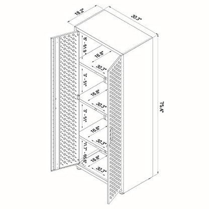 Manhattan Comfort Fortress Standing Cabinet Storage, Black/Gray - color: Black/Grey, style: Tall Cabinet