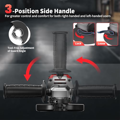 Angle Grinder 4-1/2 Inch Cordless Compatible with Milwaukee 18V/M18 Battery - color: Red