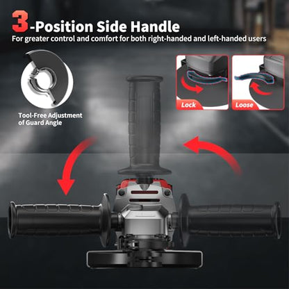 Angle Grinder 4-1/2 Inch Cordless Compatible with Milwaukee 18V/M18 Battery - color: Red