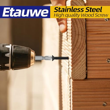 #4 x 1-1/4" Flat Head Self Tapping Screws, 304 Stainless Steel 18-8 Wood Screw, Black Finish, Screwdriver Bit Included, 200 PCS - color: Black, size: #4 x 1-1/4"