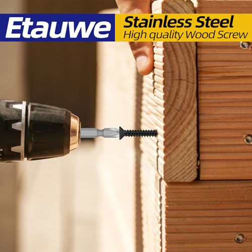#6 x 3/4" Flat Head Self Tapping Screws, 304 Stainless Steel 18-8 Wood Screw, Black Finish, Screwdriver Bit Included, 100 PCS - color: Black, size: #6 x 3/4"