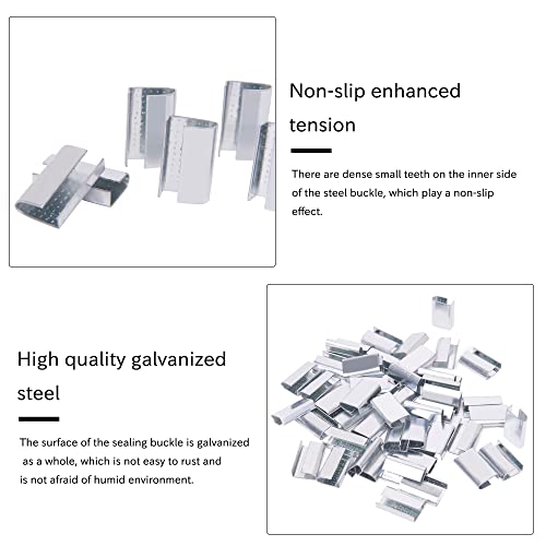 Packaging Strapping Open Serrated Seals for 5/8" Strap Width Polyester (PET) Strapping (Pack of 100) - color: 100PCS Seals