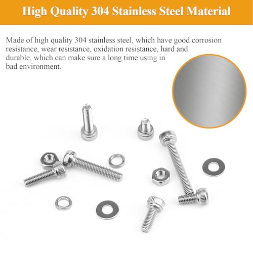 105 Pieces M3 x 5mm Socket Head Cap Screws, Thread Pitch 0.5mm, Sutemribor M3 Screws, 304 Stainless Steel, Fully Threaded, Silver - size: M3 x 5mm, style: Socket Head