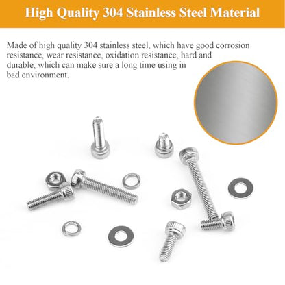 105 Pieces M3 x 6mm Socket Head Cap Screws, Thread Pitch 0.5mm, Sutemribor M3 Screws, 304 Stainless Steel, Fully Threaded, Silver - size: M3 x 6mm, style: Socket Head