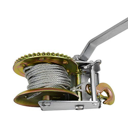 1200LB Hand Winch with 26ft Cable, Gear Crank Manual Winch for Boat Trailer, ATV, and RV, Drop Forged Steel Construction for Lifting, Pulling, and Loading Applications