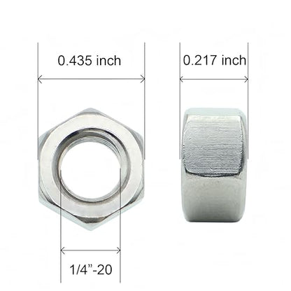 120Pcs 1/4-20 Hex Nuts, 304 Stainless 1/4 Nut, Coarse Thread 1/4 Nuts - size: SAE 1/4-20---120Pcs