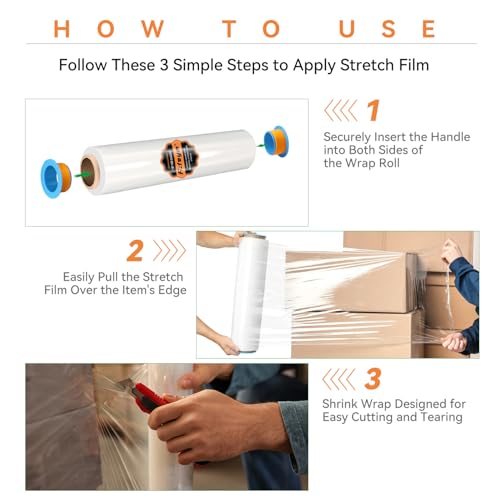 Stretch Film Shrink Wrap Roll for Moving 18" x 1500', 4 Rolls