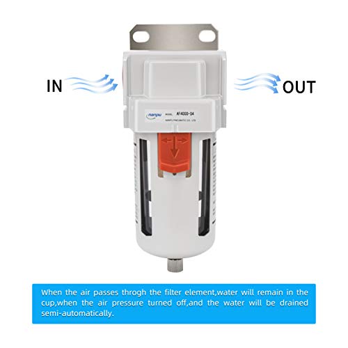 NANPU 1/2" NPT Compressed Air Line Filter, 5 Micron Brass Element - size: 1/2" NPT