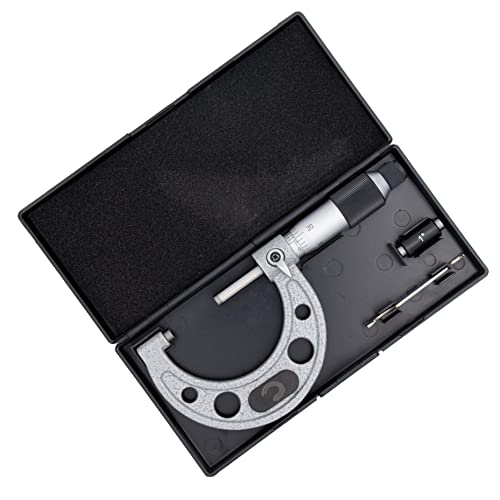 Clockwise Tools MMTR-02 Premium Outside Micrometer with Carbide Tip 1-2" Measuring Range 0.0001" Graduation Precision Machinist Tool - size: 1-2"