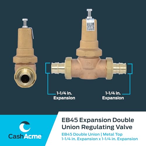 Cash Acme EB45 Pressure Regulating Valve, Double Union, 1-1/4 Inch Expansion, Metal Top, 60 PSI, PVA35M-DUEX-60 - size: 1-1/4 in., 60 PSI