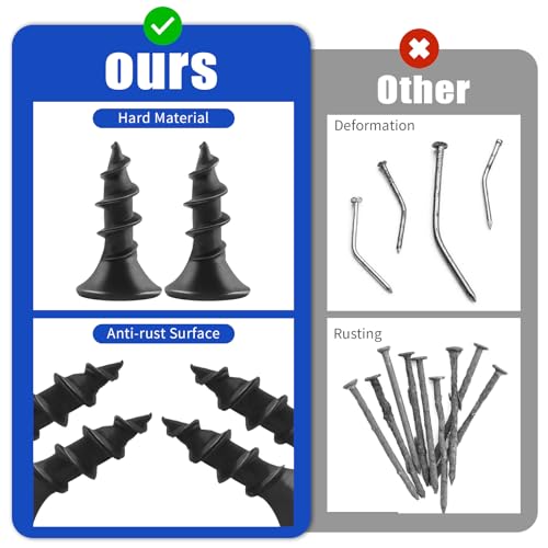 #8 x 5/8 Inch Flat Head Wood Screws, 166 Pcs Black - color: Black 166 Pcs
