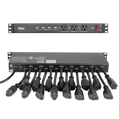 Tecmojo 1U Rack Mount 19 Outlet PDU Power Distribution Unit Circuit Breaker fits 19-inch AV/Network/Server Cabinet/Closet/Enclosure(SKU# 13111901) - size: 19 Outlets/12A/USB+Overloading Protection