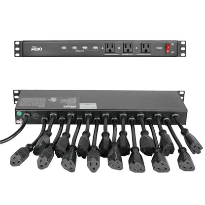 Tecmojo 1U Rack Mount 19 Outlet PDU Power Distribution Unit Circuit Breaker fits 19-inch AV/Network/Server Cabinet/Closet/Enclosure(SKU# 13111901) - size: 19 Outlets/12A/USB+Overloading Protection