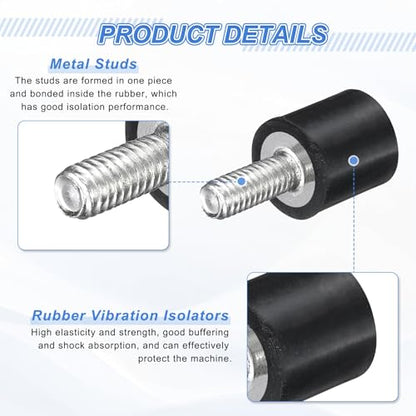 uxcell 2Pcs M4 Thread Rubber Mounts, Vibration Isolators, Cylindrical Shock Absorber with Studs 10 x 10mm with Non-Slip Nuts - size: M4 x 10 x 10mm